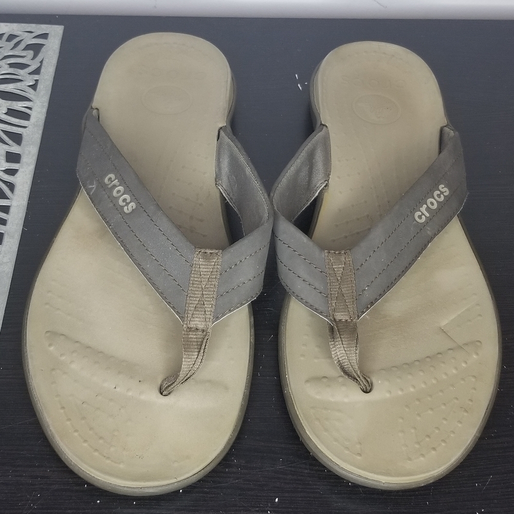Crocs Flip Flops Thong Brown Mens Sz.12